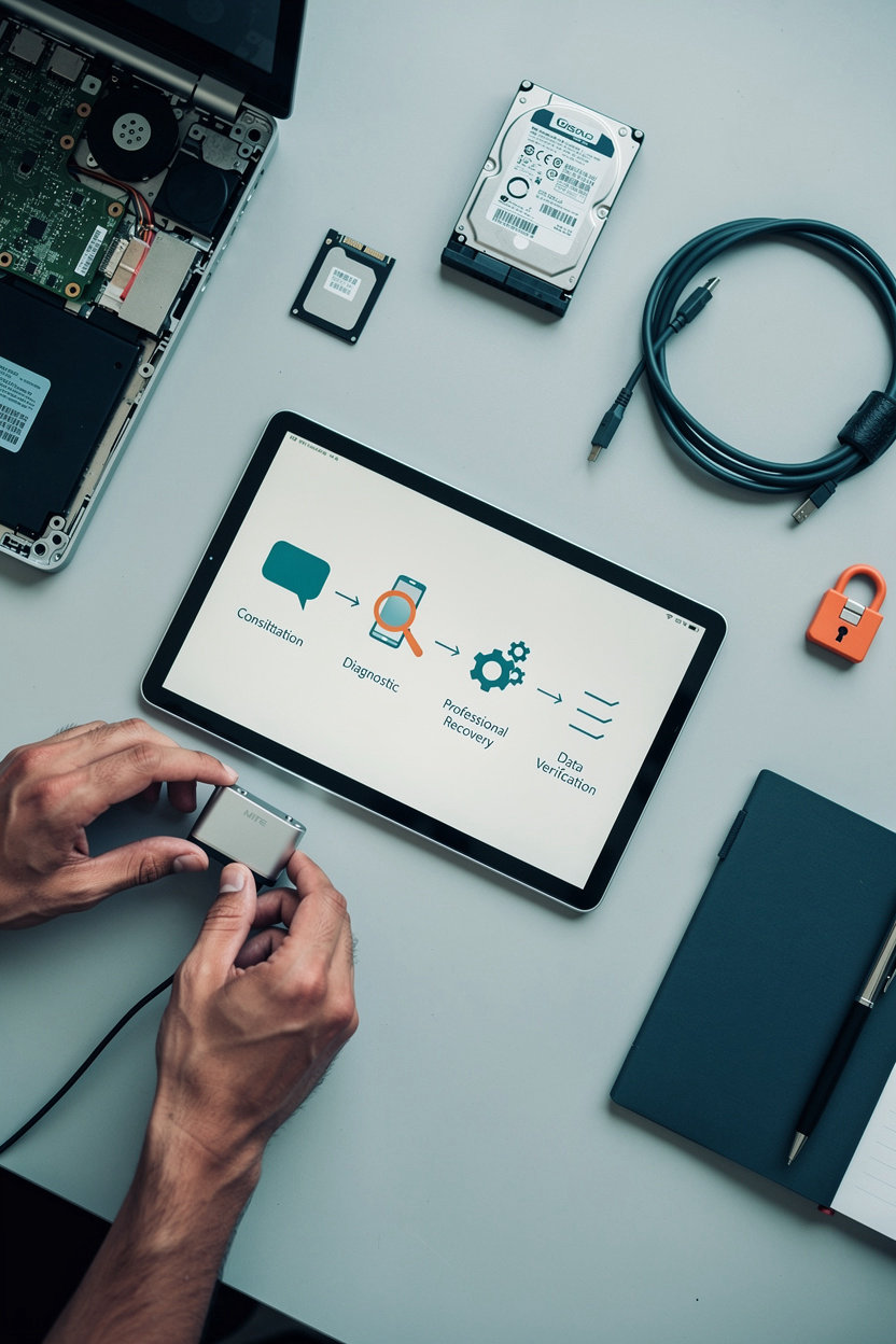 Foxhubrecovery professional data recovery process - secure device handling and recovery steps